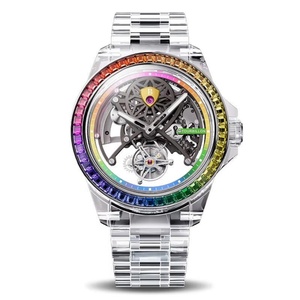 Reloj Tourbillon BG7002 para hombre con incrustaciones de cristal, piedras preciosas transparentes, diamantes de colores y movimiento automático. - Product Image 1