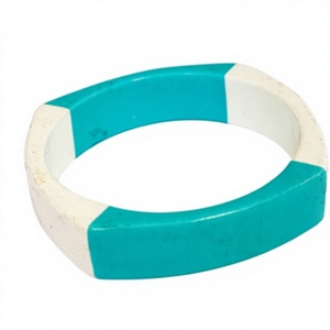 Handmade Fancy Acrylic Resin <b>Bangle</b> <b>Bracelet</b> Turquoise Multicolor Unisex Classic Style Fashionable Jewelry Party Gifts for Woman - Product Image 1