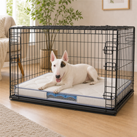 Coussin rafraîchissant pour cage à chien avec dessus matelassé en silicone, fenêtre latérale transparente et base antidérapante pour espaces de repos et voyages des animaux de compagnie