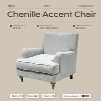 Fauteuil d'appoint moderne de luxe durable et écologique pour salon, avec pieds en bois massif, revêtement en coton et dossier capitonné, idéal pour chambre et appartement
