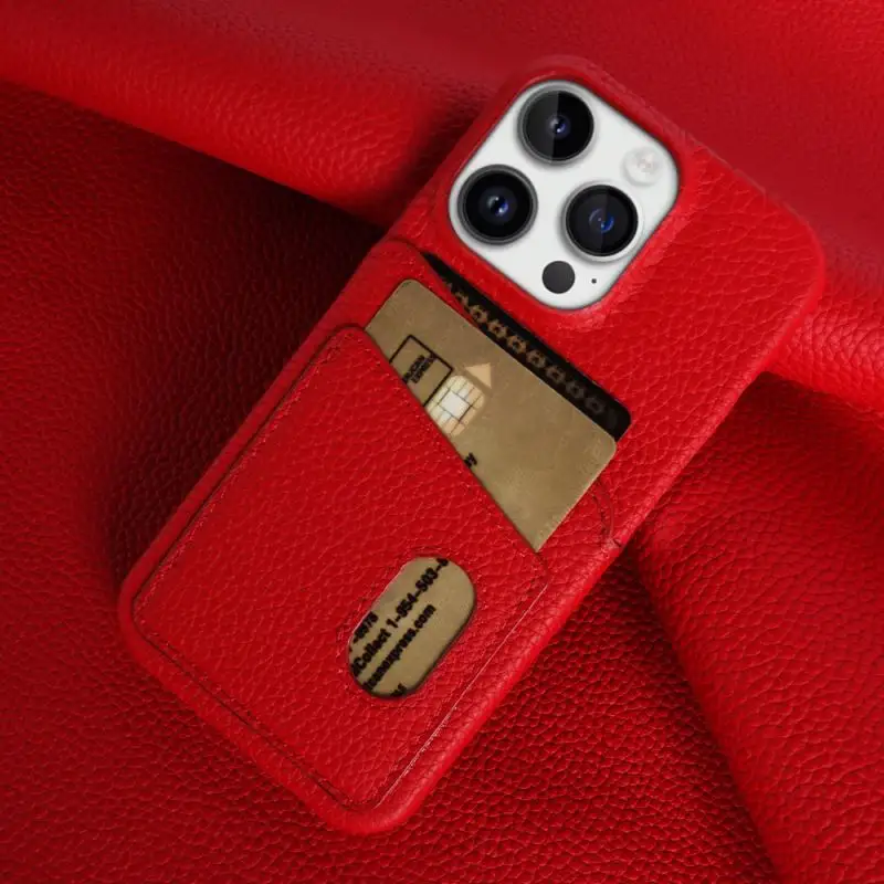 Diseñador de gama alta de lujo celular ranura para tarjeta accesorios móviles bolsas cubiertas para funda iphone 11 12 13 14 15 pro Max Funda de cuero