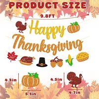 Décorations de fête Friendsgiving pour l'automne, bannière en carton durable et écologique avec paillettes, motifs dinde et citrouille, pour intérieur