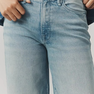 Pantalones largos de mujer OEM de moda, de cintura alta elástica, estilo palazzo, ajustados, lavados, acampanados, de primavera - Product Image 4