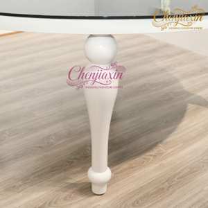 Mesa y Sillas de Acero Inoxidable de Lujo para Bodas y Eventos, con Cubierta de Vidrio <span class=keywords><strong>Redonda</strong></span> <span class=keywords><strong>Blanca</strong></span> - Product Image 4