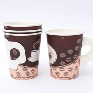 하이 퀄리티 단일 레이어 종이 커피 컵 핸들과 컬러 인쇄 될 수 있습니다 중국 제조 업체 사용자 정의 컬러 로고