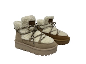 Bottes de neige montantes personnalisées pour femme, en daim et fausse <span class=keywords><strong>fourrure</strong></span>, à lacets, <span class=keywords><strong>avec</strong></span> plateforme épaisse, chaudes, confortables et antidérapantes - Product Image 2