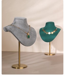 JINSKY-Support en métal velours de luxe haut de gamme, collier avec cadre d'affichage, accessoires de présentation de bijoux sur buste - Product Image 5