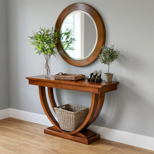Modern Solid Wood Console <b>Table</b> Wall <b>Mirror</b> Minimalist Design Durable Eco-Friendly Living Room Hotel Furniture Set Indonesia - Product Image 3
