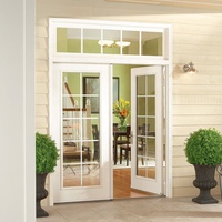 Porte d'entrée extérieure double à double battant de qualité supérieure, blanche, avec grille en verre pour villa