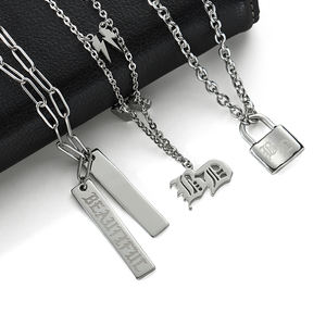 Collar de diamantes de acero inoxidable personalizado para hombres collares de pareja - Product Image 3