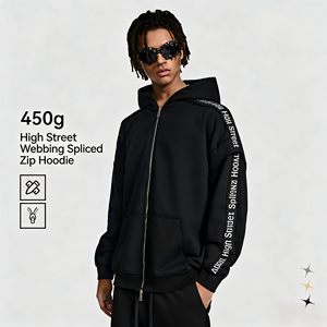Ensemble de survêtements unisexe décontracté à manches courtes, patchwork, coupe ample, avec sweat à capuche zippé deux pièces pour homme et femme - Product Image 3