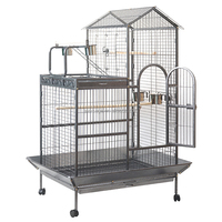 Cage à oiseaux extra large et robuste en fer forgé noir et argent, écologique, volière suspendue, capacité 25 lb, pour intérieur/extérieur