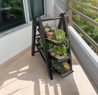 Decoración Navideña para el Hogar, Cocina y Sala de Estar, Estante de Madera Negro de 3 Niveles y 20 Pulgadas de Alto, Bandeja para Servir, Multifuncional y Portátil