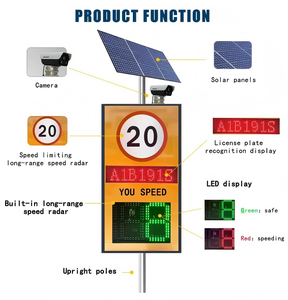 Segnale Stradale LED a Energia Solare Senza Costi Energetici, Cartello Limite di Velocità con Radar, Display a 2 Cifre, Avviso Lampeggiante per Sicurezza Stradale - Product Image 2