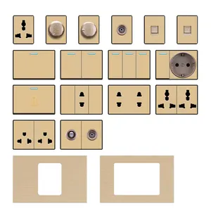 118mm alüminyum altın güney amerikan anahtar priz Metal çerçeve 1gang anahtarı ev için 220v-250v 1 kutup 16A çoklu priz 250V Outlet