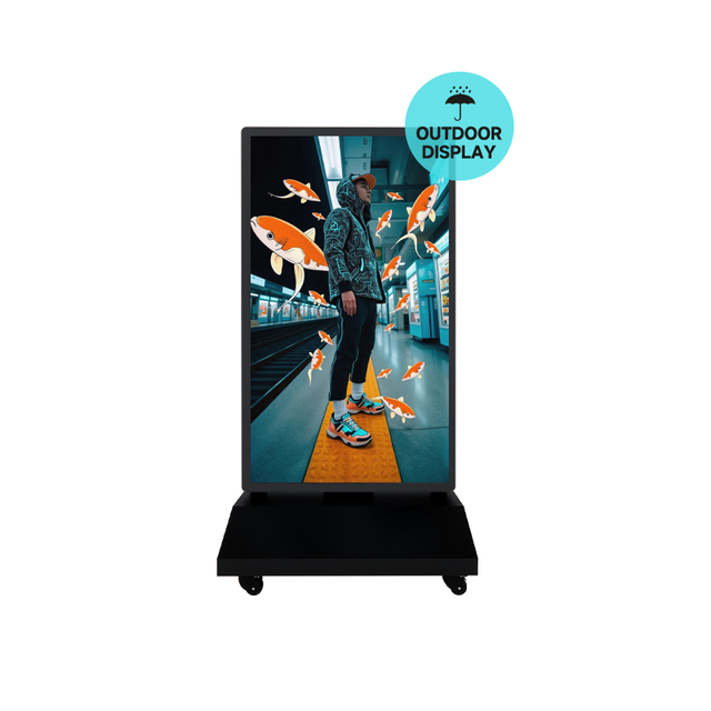 Portable 4K Digital Double-Sided Advertising Board with Built-In Battery Waterproof Mobile Signage & Display for Outdoor Use