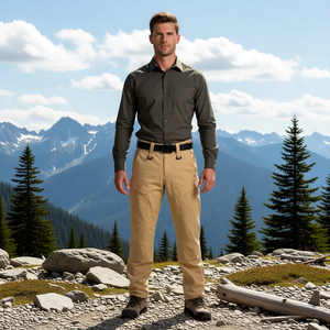 Pantalon tactique extensible multi-poches pour homme - Pantalon cargo utilitaire fonctionnel pour la randonnée en plein air, la chasse, la pêche - Product Image 2