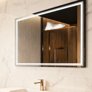 Miroir de salle de bain intelligent à LED mural grand format avec variateur d'intensité, idéal pour les salons de beauté et le dropshipping - Product Image 1