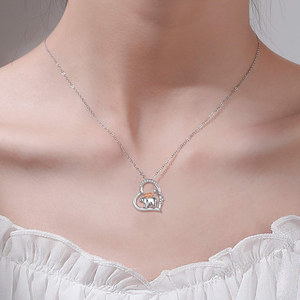 Changda Rhinestone 925 plata esterlina madre regalo lindo Animal amor corazón personalizado mamá bebé mamá oso de peluche colgante collar - Product Image 4