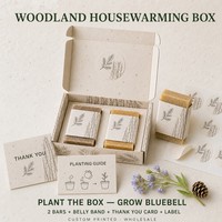 Boîte cadeau de savon en papier semence avec bande décorative, thème forêt, pour l'inauguration de maison, imprimée sur mesure, écologique, vente en gros