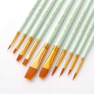 10 pinceaux ronds à pointe fine en nylon pour artistes, pour <span class=keywords><strong>peinture</strong></span> acrylique, huile et aquarelle - Product Image 1