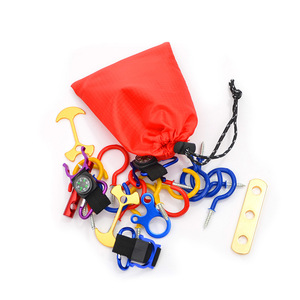 Mini bolsa de almacenamiento de nailon roja, 16x13cm, con cordón, organizador de accesorios para viajes y acampada al aire libre, bolsillo para artículos pequeños - Product Image 3