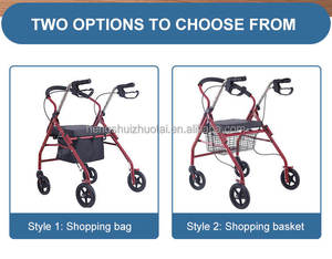 Thép ngoài trời di động đi bộ Viện trợ có thể gập lại rollator Trọng lượng nhẹ gấp 4 bánh xe dành cho người lớn Walker rollator với chỗ ngồi cho người lớn - Product Image 6