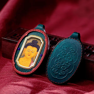 Pendentif Thangka de style tibétain en pierre de roche recouverte de sable, Palden Lhamo, Tara verte, Jambhala jaune, artisanat 3D, décoration d'intérieur haut de gamme - Product Image 5