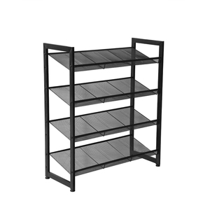 Étagère à chaussures empilable à 4 niveaux, étagère à chaussures empilable inclinée, étagère à chaussures en métal maillé <span class=keywords><strong>pour</strong></span> la maison - Product Image 1