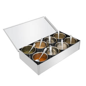 กล่องใส่เครื่องเทศสแตนเลสยงคัง ขนาดใหญ่ 8 ช่อง พร้อมฝาและช้อน ภาชนะเก็บเครื่องปรุงรสแบบแข็ง - Product Image 5