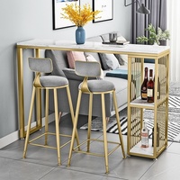 Ensemble de bar nordique en marbre avec structure en fer, pour usage commercial, salon, salon de thé, combinaison table haute et chaises