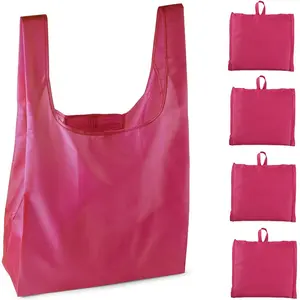 Foldable Polyester Shopping Bag Easy Carry Small Foldable Pocket Tote Polyester Folding Shopping Reusable Bag