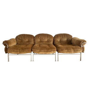 Canapé vintage design créatif pour salon, hôtel, villa, structure en métal, tissu marron de luxe, canapé 3 places, meubles - Product Image 6