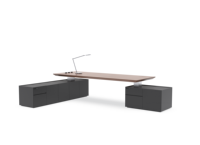 Bureau de direction en bois massif de qualité supérieure avec design à panneaux, durable et écologique, taille et couleur personnalisables pour les espaces de bureau modernes