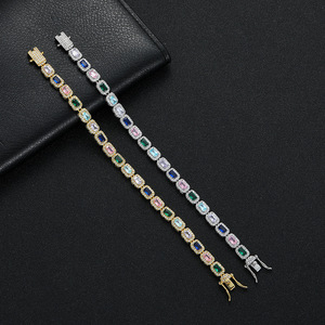 Colourful Rectangular Zircon Mix-and-match <b>Bracelet</b> <b>Copper</b> Inlaid Zircon Tennis <b>Bracelet</b> for Women Tanjing Fashion - Product Image 2