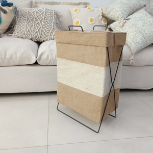 Cesto Portabiancheria Pieghevole Portatile Impermeabile in Juta/Cotone con Struttura in Metallo, Capacità 10L, per Vestiti <span class=keywords><strong>Sporchi</strong></span> - Offerta Speciale - Product Image 2