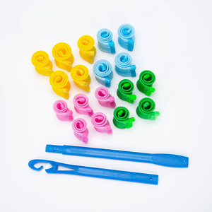 Bigoudis magiques sans chaleur pour boucler les cheveux et créer des boucles en spirale, avec pinces en plastique bleues, lot de 16 pièces - Product Image 3