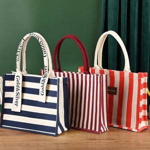 กระเป๋าผ้าใบคอตตอนออร์แกนิกคุณภาพสูงสำหรับเด็กผู้หญิงเข็มขัดโลโก้ตามสั่งอุปกรณ์เสริมสำหรับใส่ผมกระเป๋าของขวัญโปรโมชั่นทรงเรขาคณิต - Product Image 2