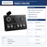 Panneau de commutation à 6 interrupteurs à bascule 12V avec éclairage LED étanche