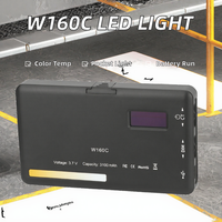 Lampe vidéo LED bicolore de poche W160C avec adaptateur griffe porte-accessoire, 3100 mAh, 2500-6500K, panneau lumineux d'appoint pour appareil photo, 8W, contrôle par interrupteur