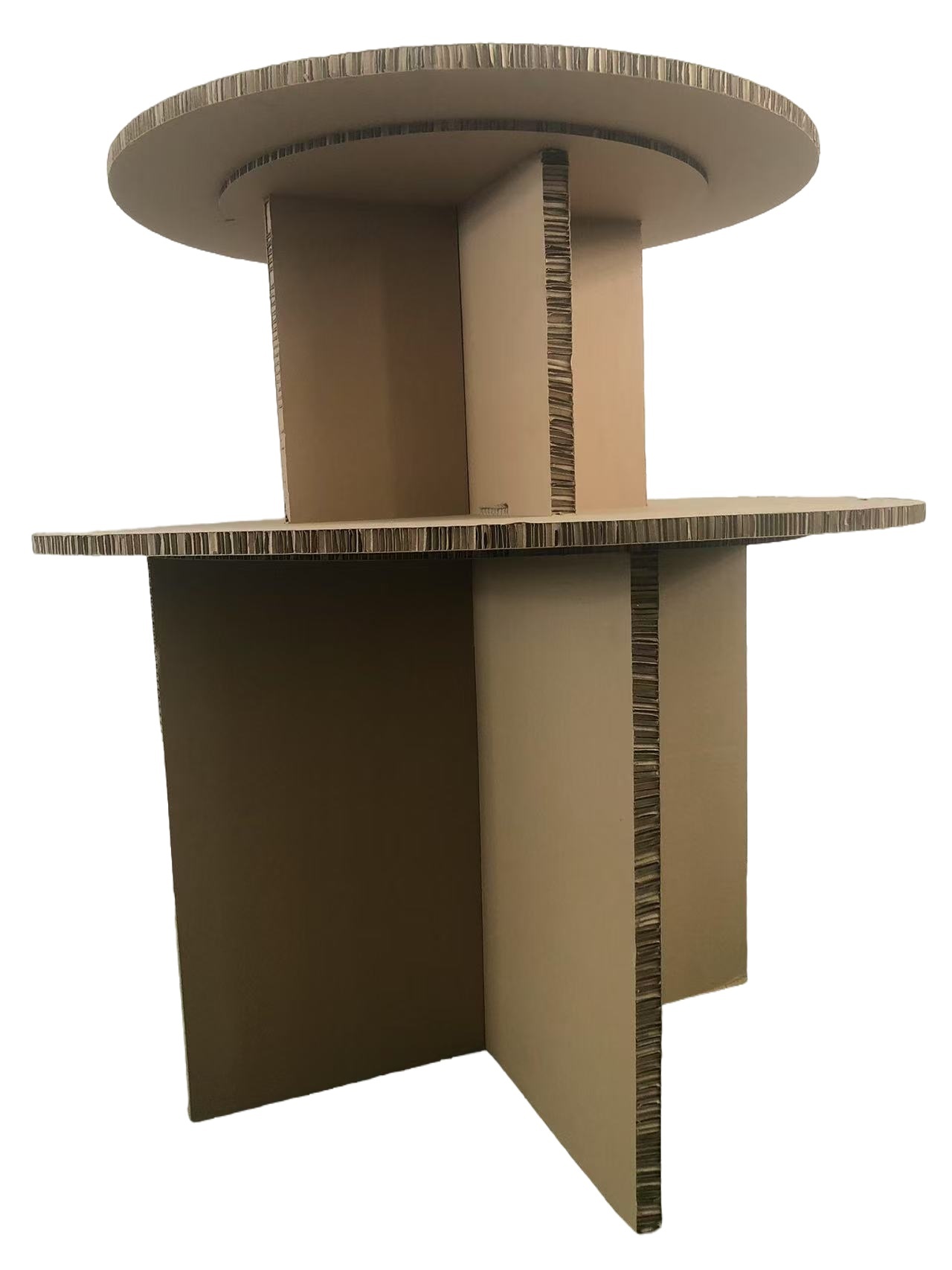 Detachable Cardboard Advertising Wine Display Stand 2 Tier Round 200kg Weight Capacity Floor Stand Shelf Customized Color & Logo — view 6