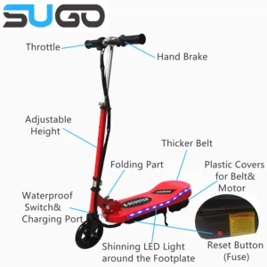 Hot Selling 2 Wheel Foldable Electric Scooter With LED Light Kids Electric Scooter