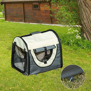 PawHut Dark Grey 46x36x41cm Foldable Oxford <b>Pet</b> Carrier with Removable Washable Cushion and Carry <b>Bag</b> - Product Image 2