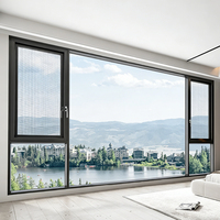 Ventanas Estándar de Aluminio con Doble Acristalamiento y Puertas y Ventanas Abatibles de Aleación de Aluminio Negro con Accesorios