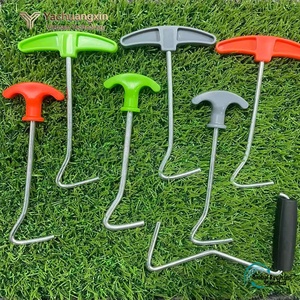 Stainless Steel <b>Tent</b> Pegs with T-Handle in Green Gray <b>Red</b> for Camping Outdoor Use - Product Image 3