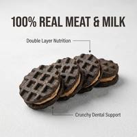 Biscuits sandwichs Oreo pour chiens, sains, riches en protéines, fourrés au poulet et au fromage, friandises croustillantes, certifiés BRC, durée de conservation de 18 mois