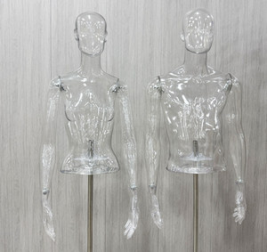 Mannequin de Torse Féminin Personnalisé Transparent avec Base Métallique, <span class=keywords><strong>Buste</strong></span> en Plastique Clair pour Présentation - Product Image 2