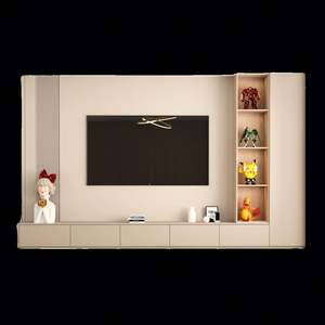 Modern Middle Ancient Style <b>Wall</b> <b>Mounted</b> <b>TV</b> Cabinet <b>for</b> Living Room and Hotel Use LED Compatible Wood Material Fits 65"+ <b>TVs</b> - Product Image 5