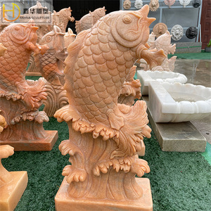 Sculpture de carpe en pierre Jiahua, style chinois, décoration extérieure pour jardin aquatique - Product Image 5