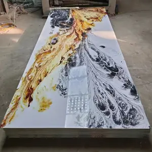 Mẫu tập sách thiết kế hiện đại 3D đá cẩm thạch PVC tấm gỗ với dệt ủng hộ in ấn Carbon Slate tấm Tường